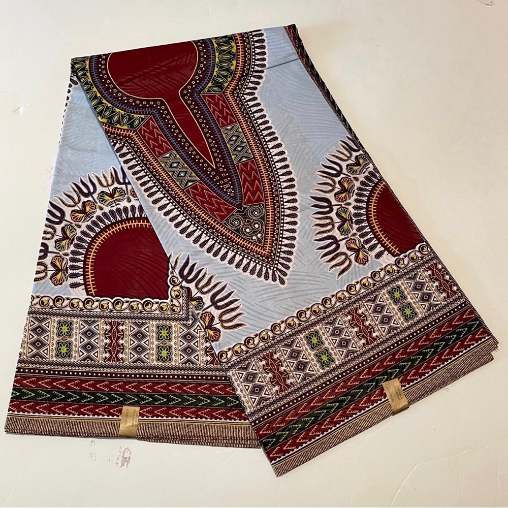 African Print Ankara Blue Multicolor Dashiki Cotton Fabric